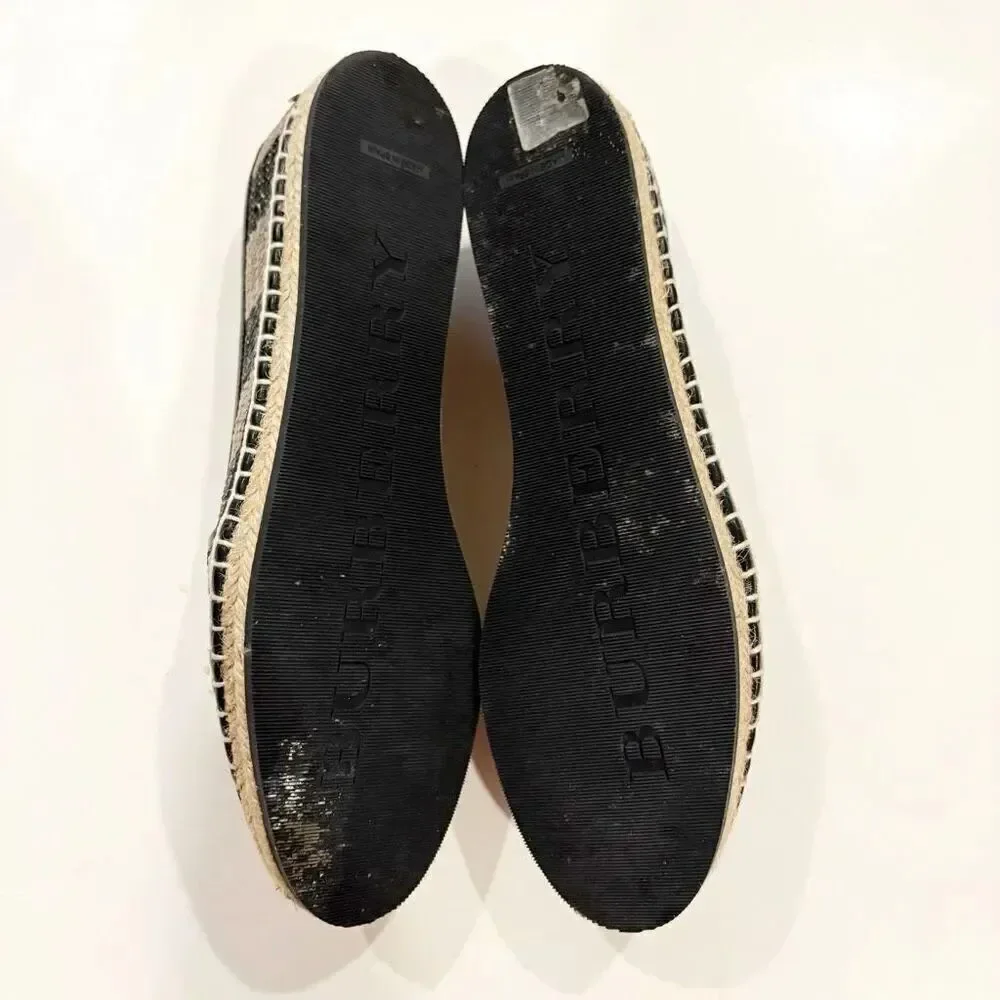 Burberry Two Tone Striped Raffia Hodgeson Espadrilles Size 37 US 6.5